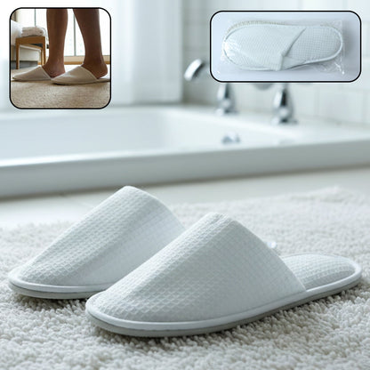 Disposable hotel slippers with breathable waffle texture for guests
