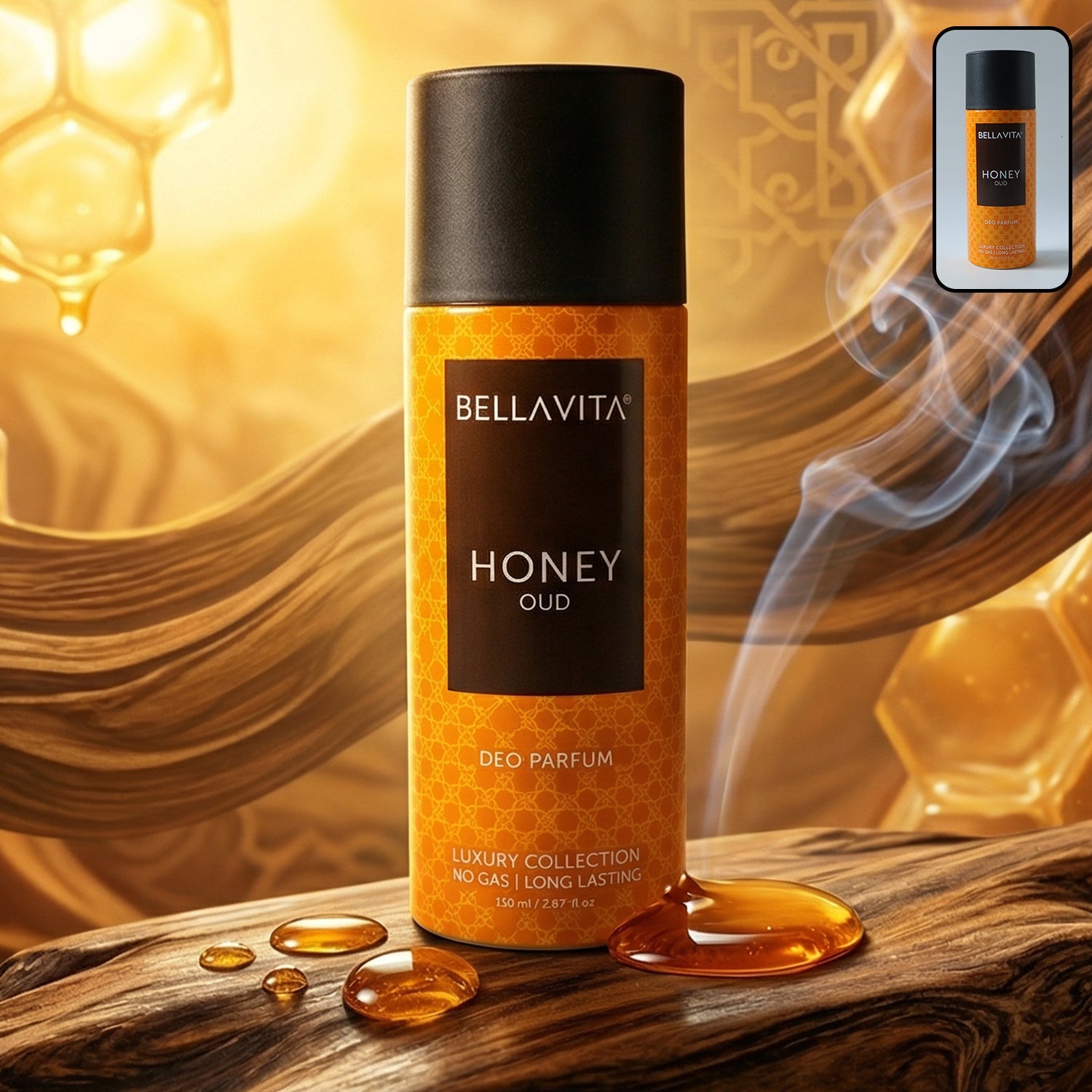 Bellavita Honey Oud Deo Perfume 150ML in stylish packaging