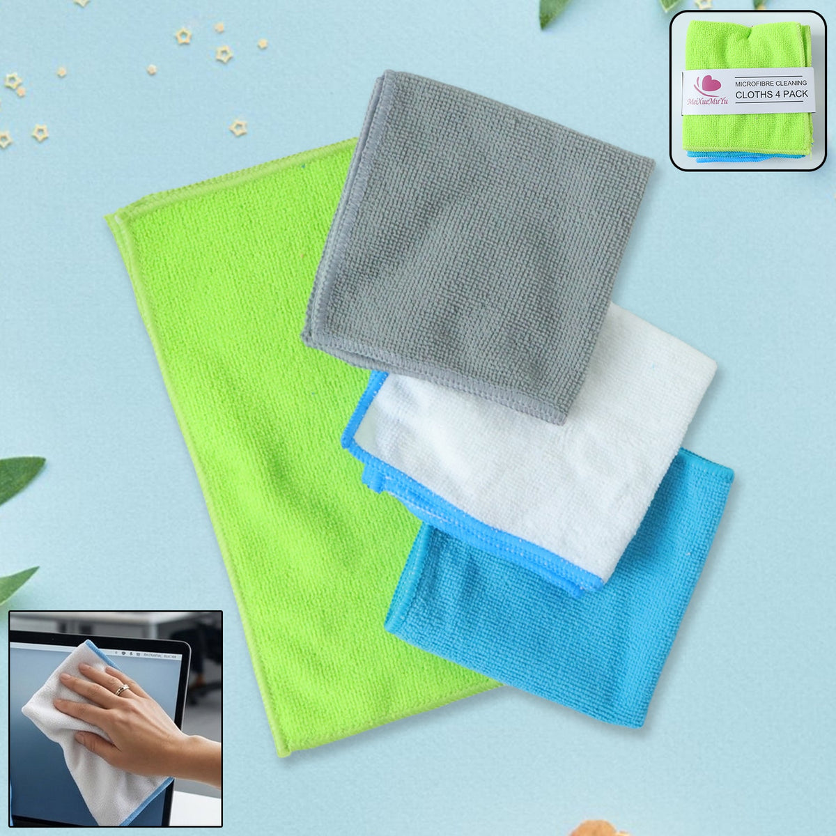 Microfiber cleaning cloth for effective dusting and wiping surfaces