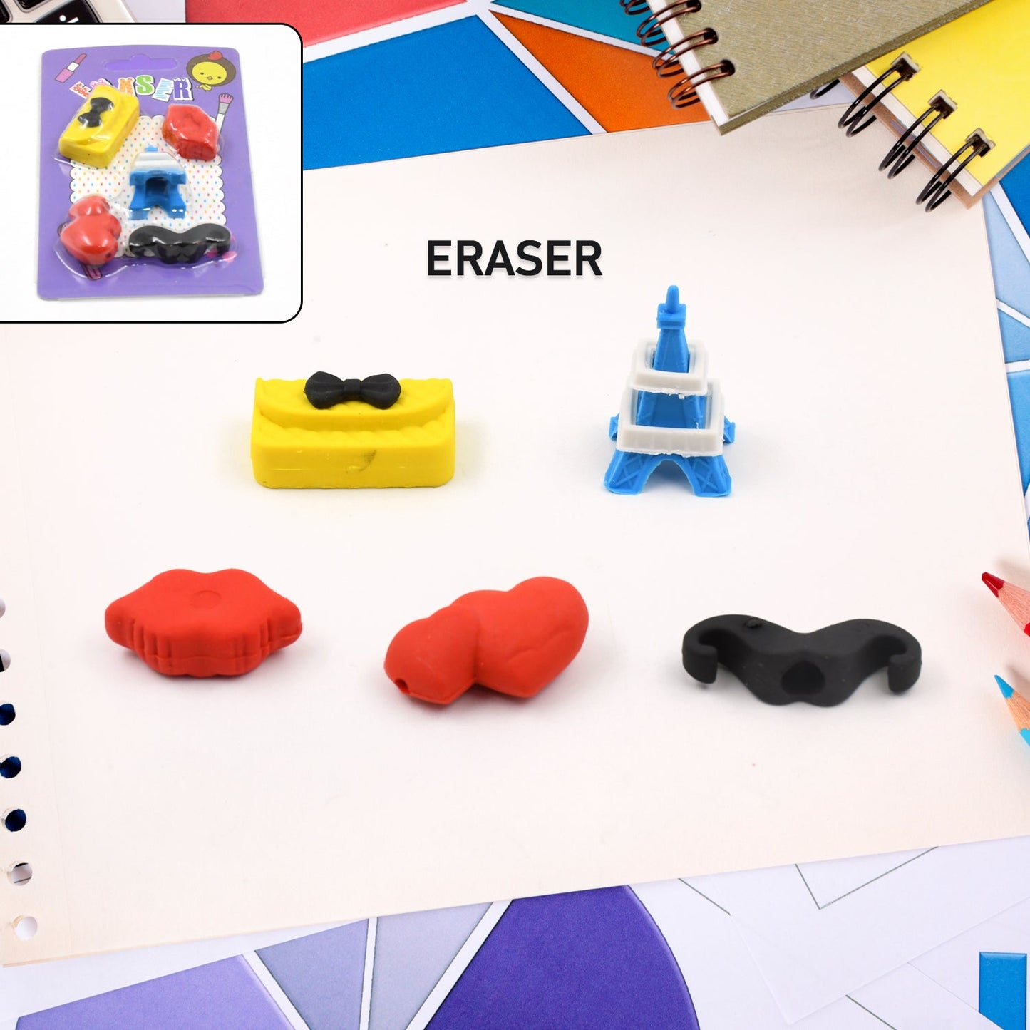 Detailed view of a fun 3D cupcake eraser, highlighting its intricate design and vibrant color.