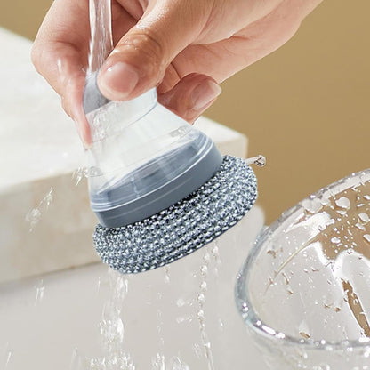 Kitchen cleaning brush with soap refill