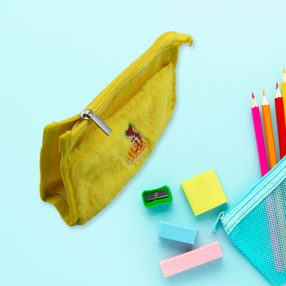Multipurpose double pocket pouch filled with pens, pencils, and cards.