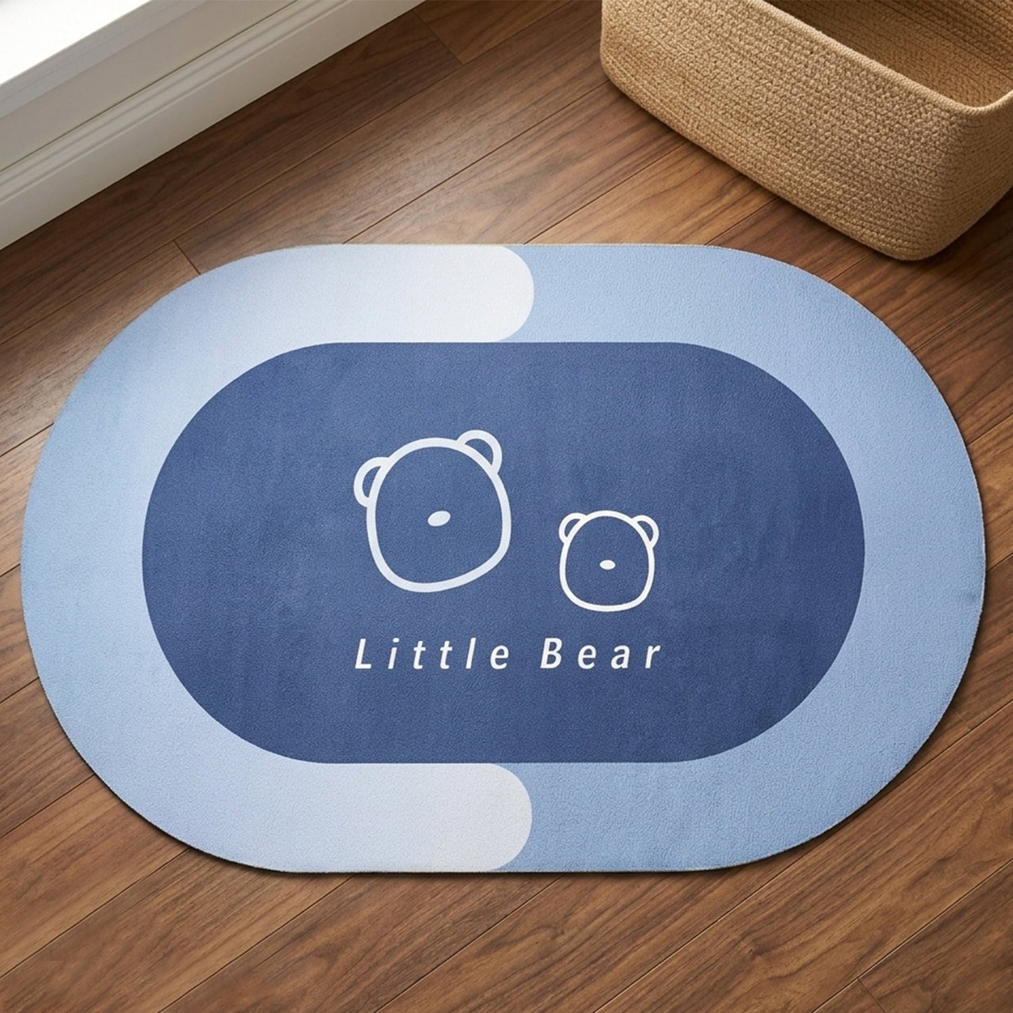 Large kids bathroom floor mat with bear print