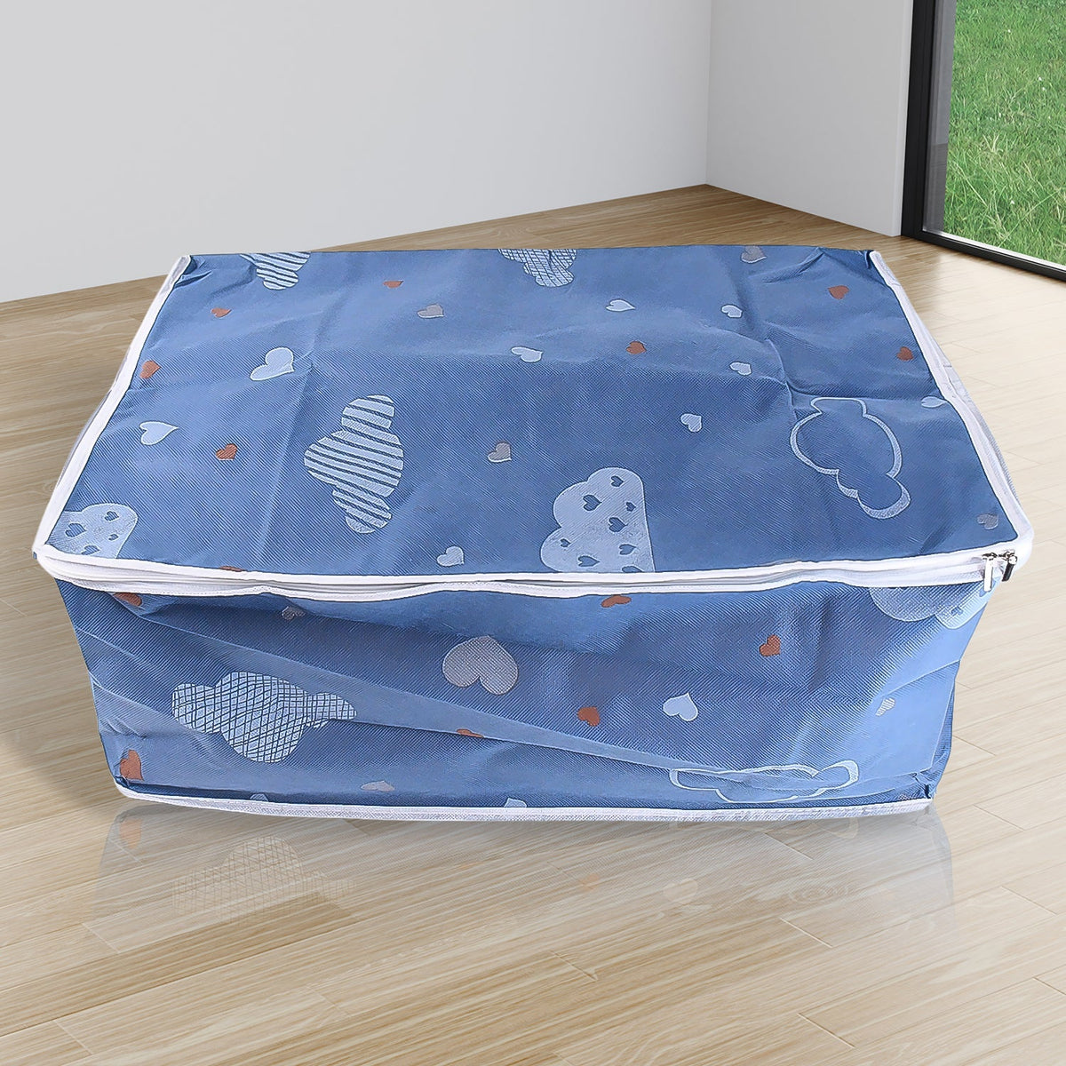 Foldable zipper storage cloth bag with transparent window for easy access