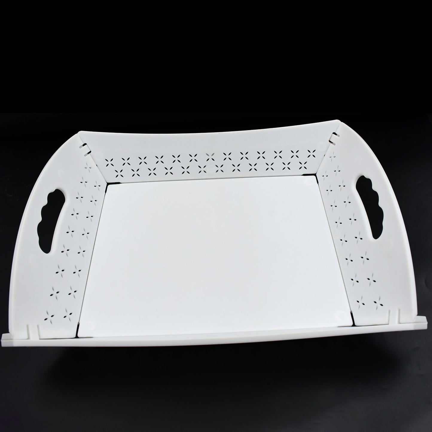Foldable Plastic Serving Tray - Portable with Handle for Kitchen & Dining (1pc)