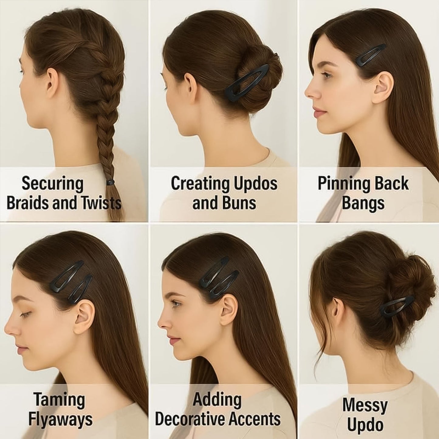 Colorful metal hair clips suitable for styling and updos