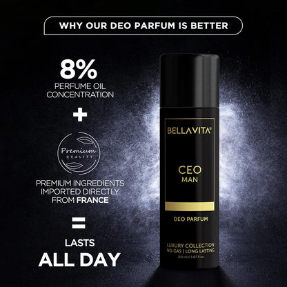 Bellavita fragrance deodorant spray for men, travel friendly