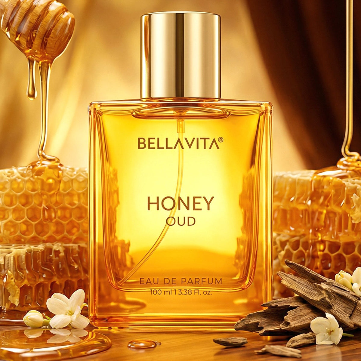 Luxury honey oud scent in stylish bottle