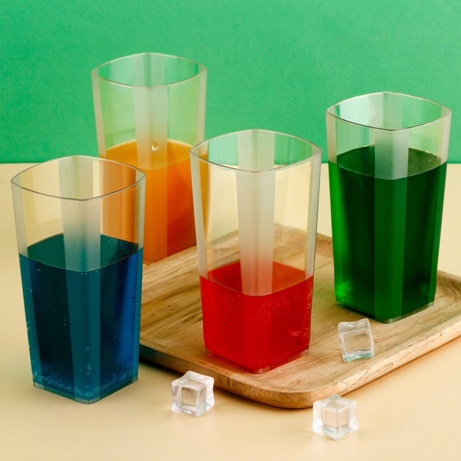 Side view of a durable transparent tumbler.