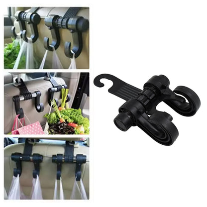 Two durable car hooks providing extra storage capacity in the back seat.