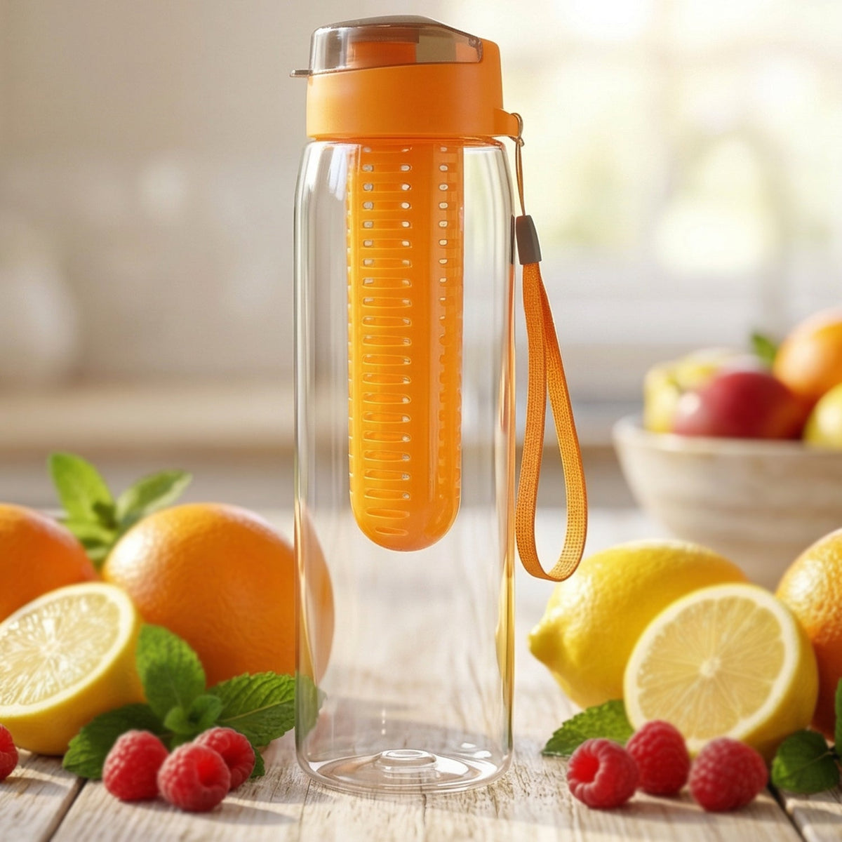 Stylish, portable fruit infuser bottle for daily hydration