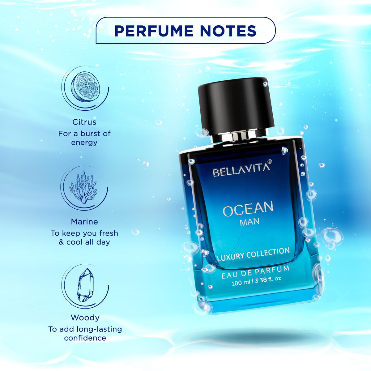 Men's perfume, refreshing ocean fragrance
