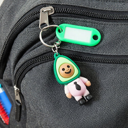 Cute avocado figure keychain with name tag for kids and students