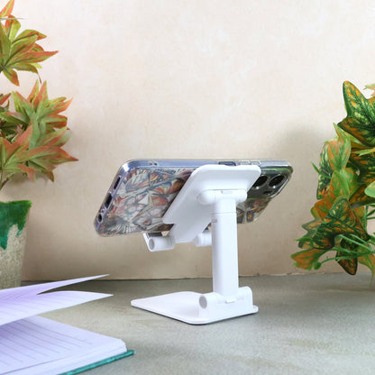 Adjustable phone stand with anti-slip silicone pad and foldable design