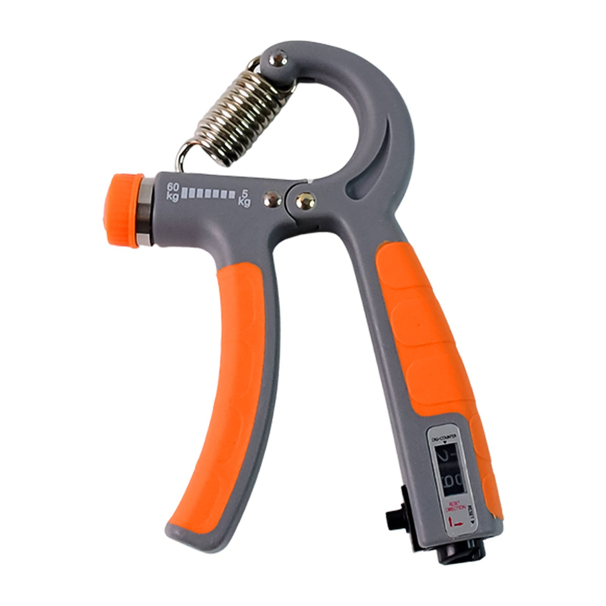 Compact hand exercise tool with adjustable resistance and counter for grip training
