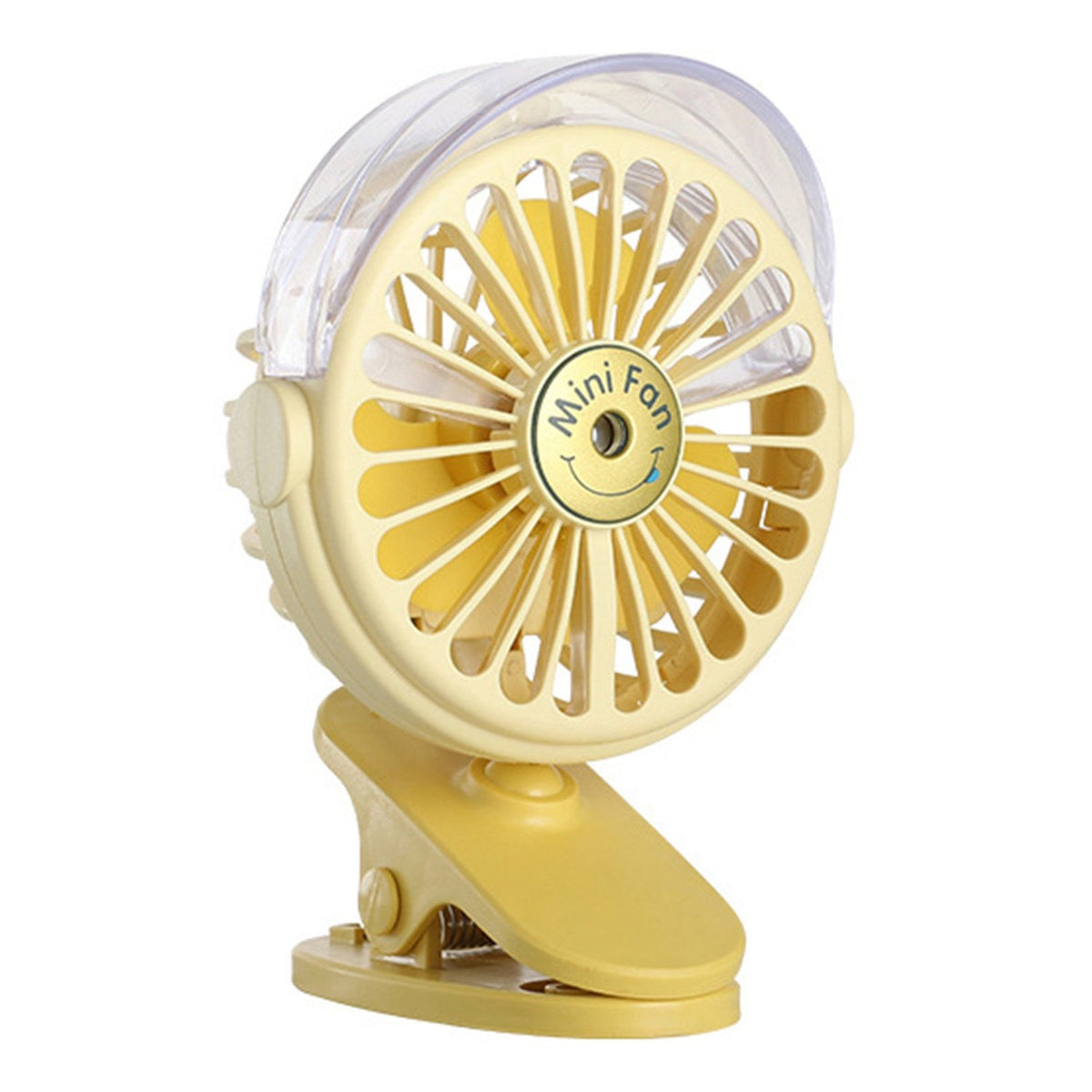 A person working at a desk with the mini personal fan clipped on, providing focused cooling.