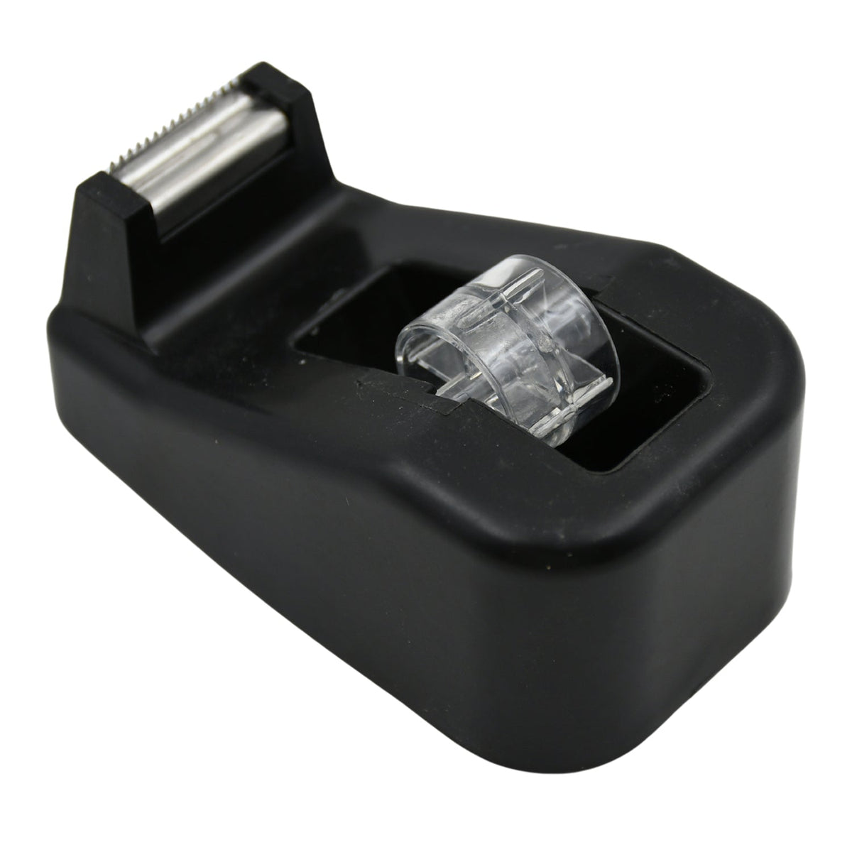 VoltDesk tape dispenser showcasing its design with an installed roll of brown packaging tape.