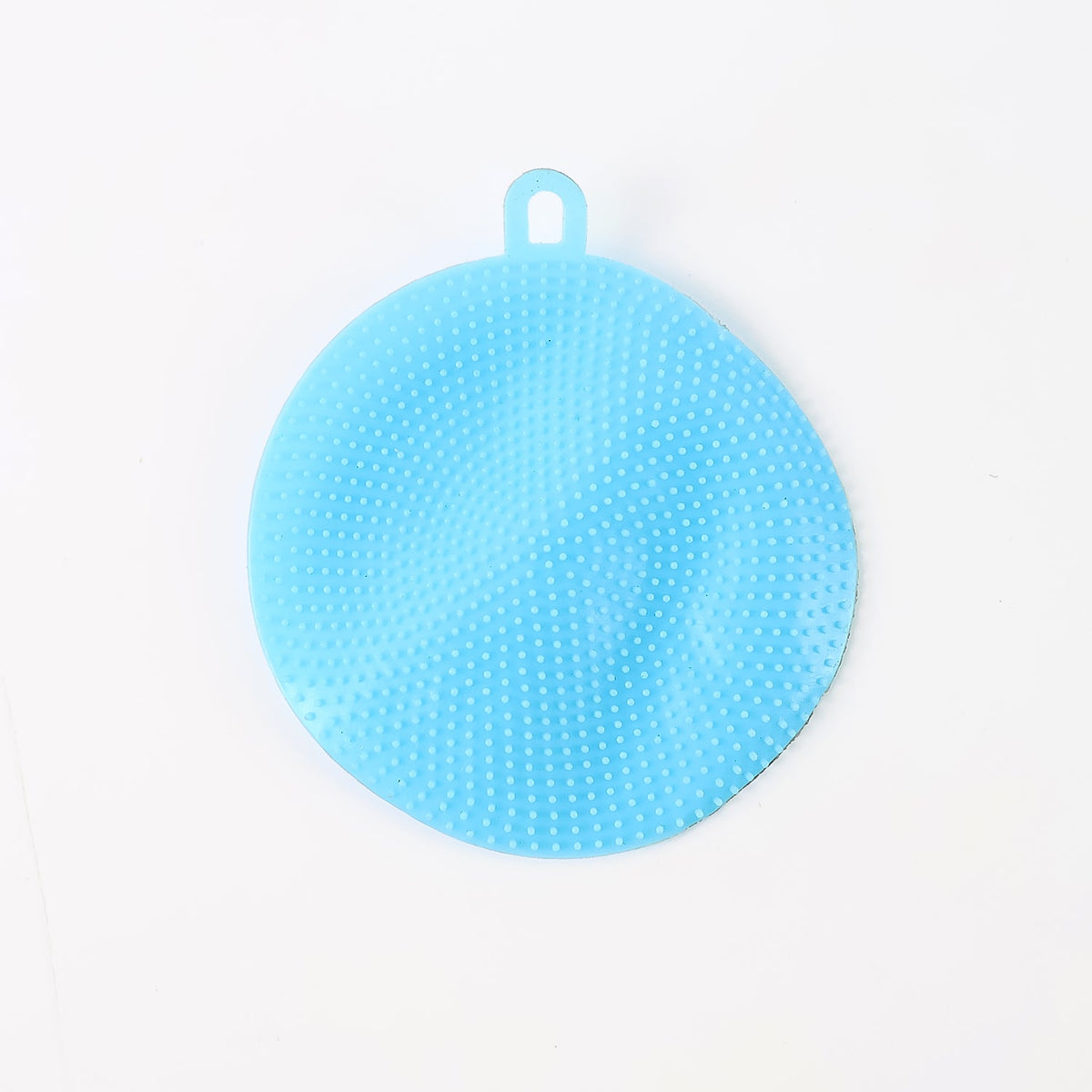 Reusable silicone dish scrubber in sky blue for kitchen use