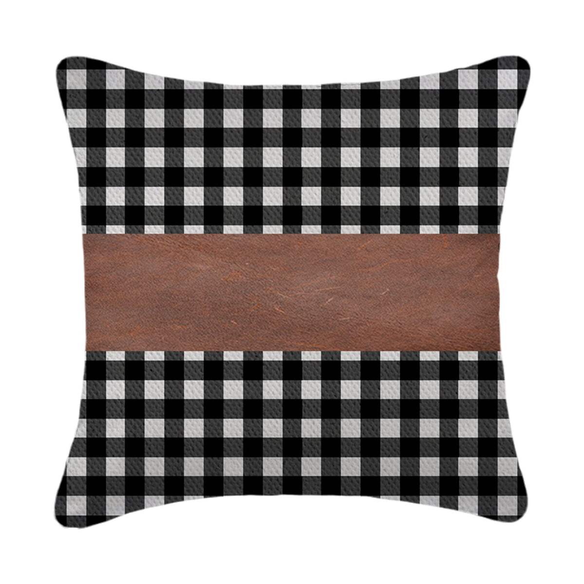 Elegant design of a faux leather and cotton pillow cover enhancing a bedroom.