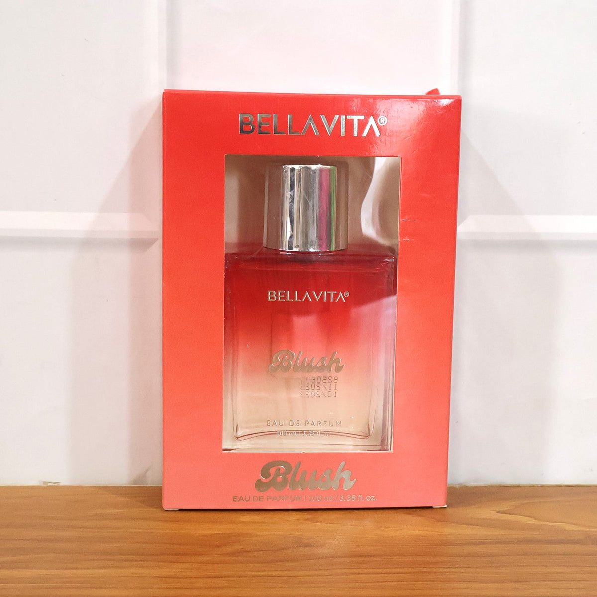 Close-up of Bellavita blush perfume bottle