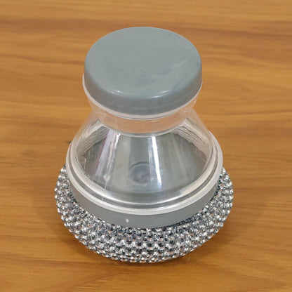 Sink cleaning brush with soap dispenser for kitchen