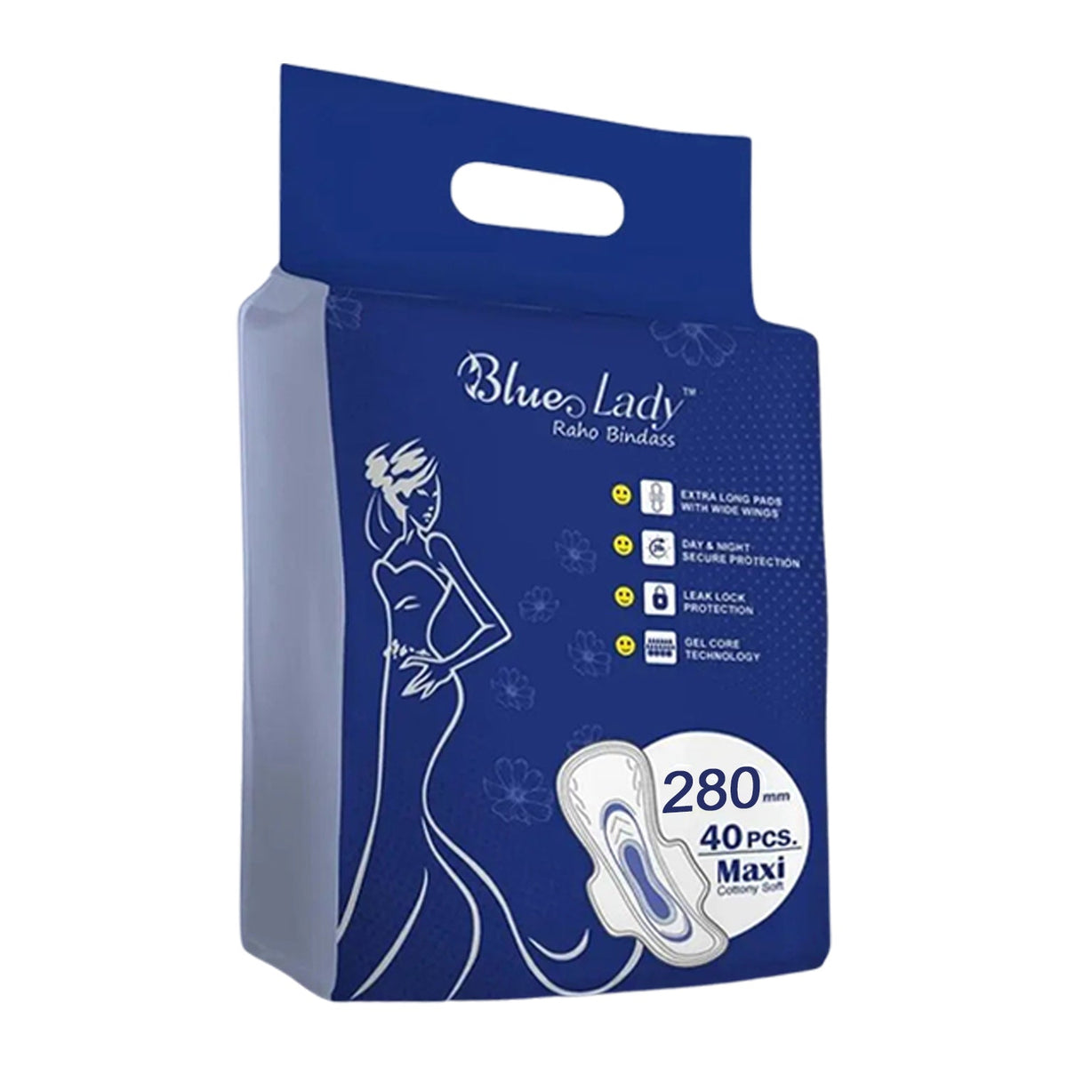 Image showing the length and coverage of the 280mm sanitary pad for optimal protection.