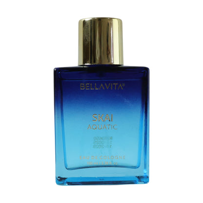 Blue ocean-themed men's perfume bottle by Bellavita