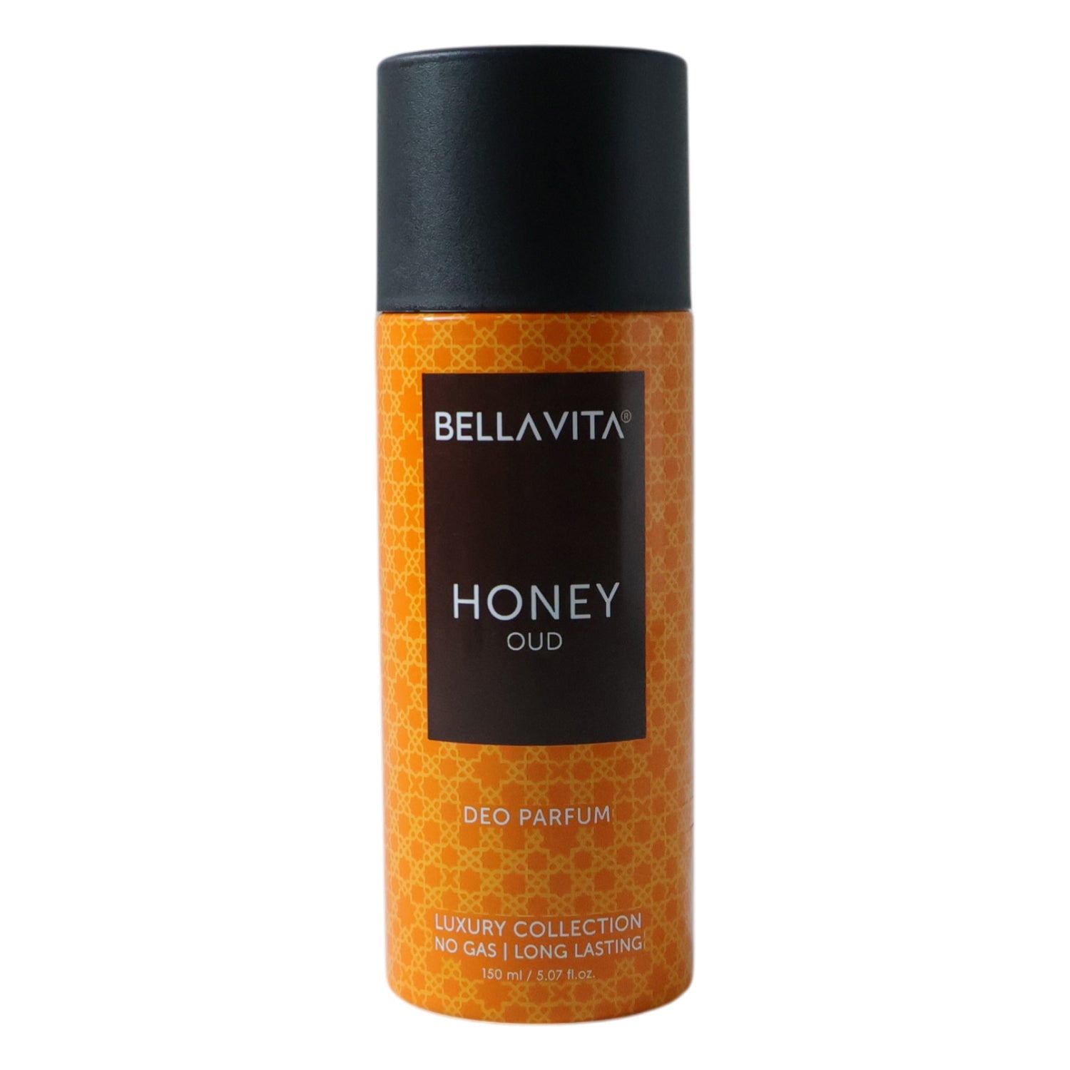 Elegant bottle of Bellavita Honey Oud Deo Perfume