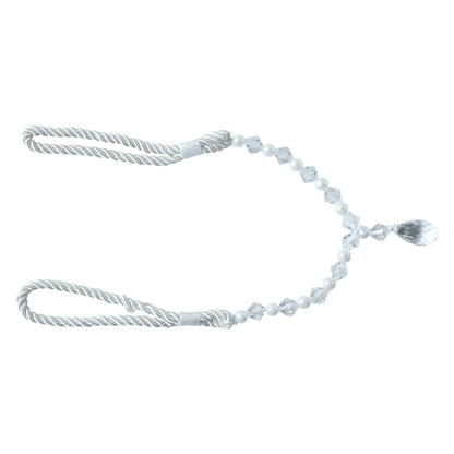 Stylish window curtain tieback featuring crystal and pearl beads