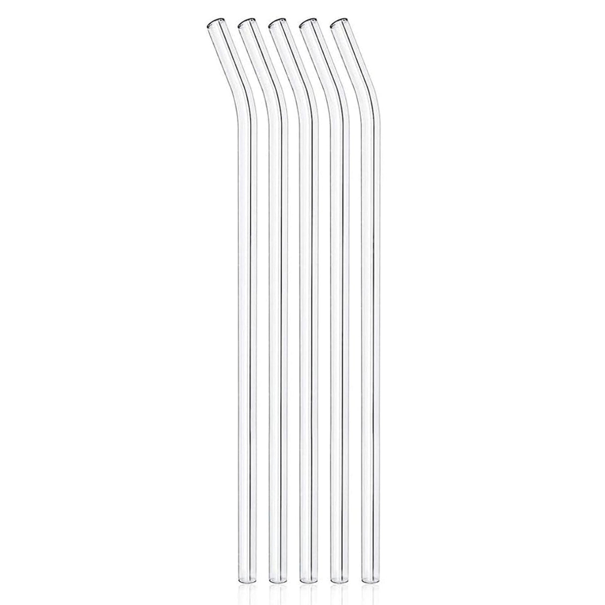 Sleek design of reusable clear glass straws, eco-friendly and dishwasher safe