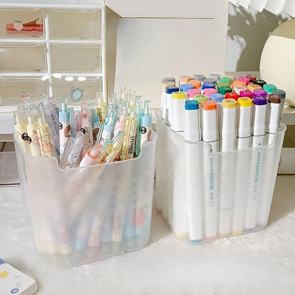 Detailed shot of the durable clear plastic material of the drawer organizer.