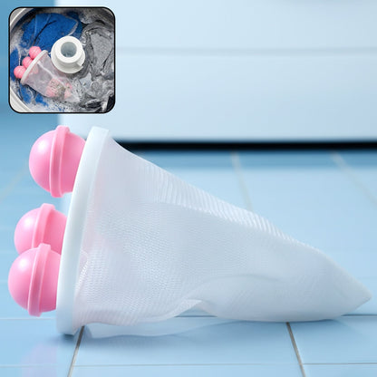 Fine mesh lint catcher bag capturing hair and lint in washing machine