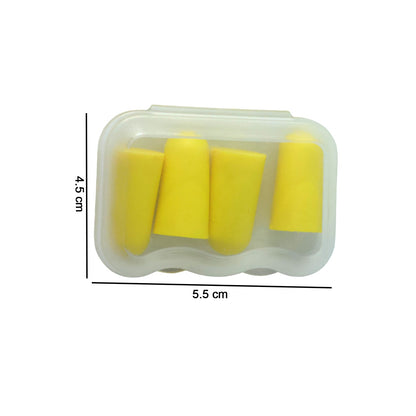 Compact storage case included with 4 pair soft foam ear plugs