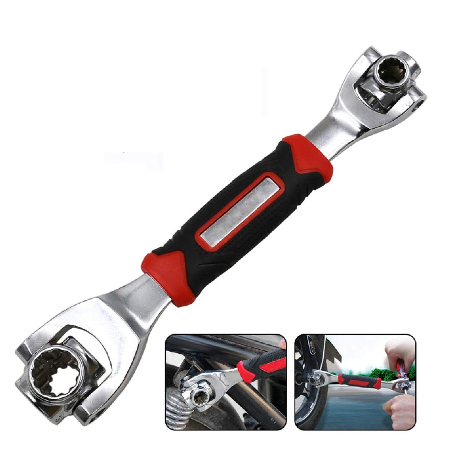 48-in-1 multi-tool wrench with a versatile swivel head and various sockets.