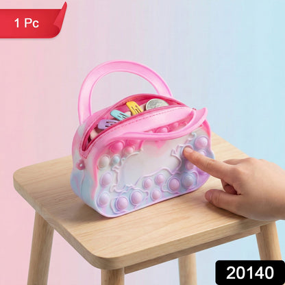 Rainbow coloured pop it fidget coin pouch for kids
