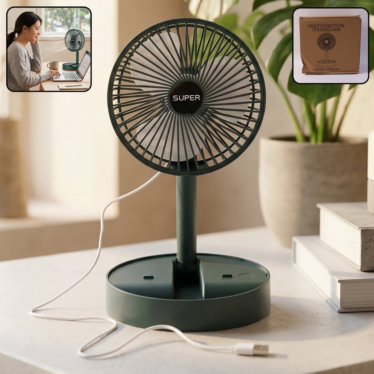 USB fan with quiet operation and strong airflow features