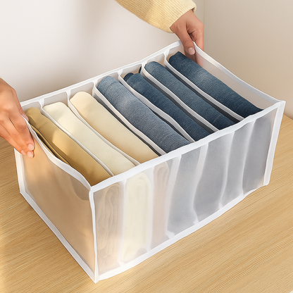 Organivo 7 Grid Clothes Organizer displayed for efficient closet organization.