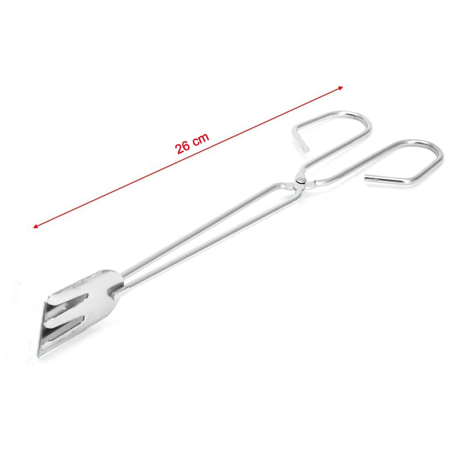 Versatile stainless steel salad tong with a comfortable grip.