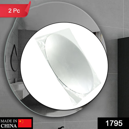 Close-up of a reflective oval mirror sticker showcasing its 3D effect.