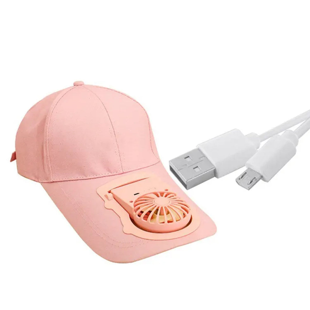 A person wearing the portable fan hat, demonstrating its effective cooling airflow.