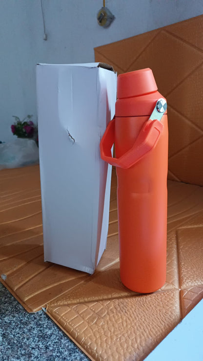 Side view of insulated stainless steel water bottle showing sleek design
