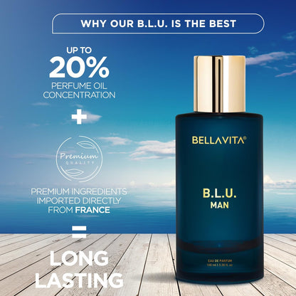 Bellavita fresh aquatic perfume for men in stylish bottle