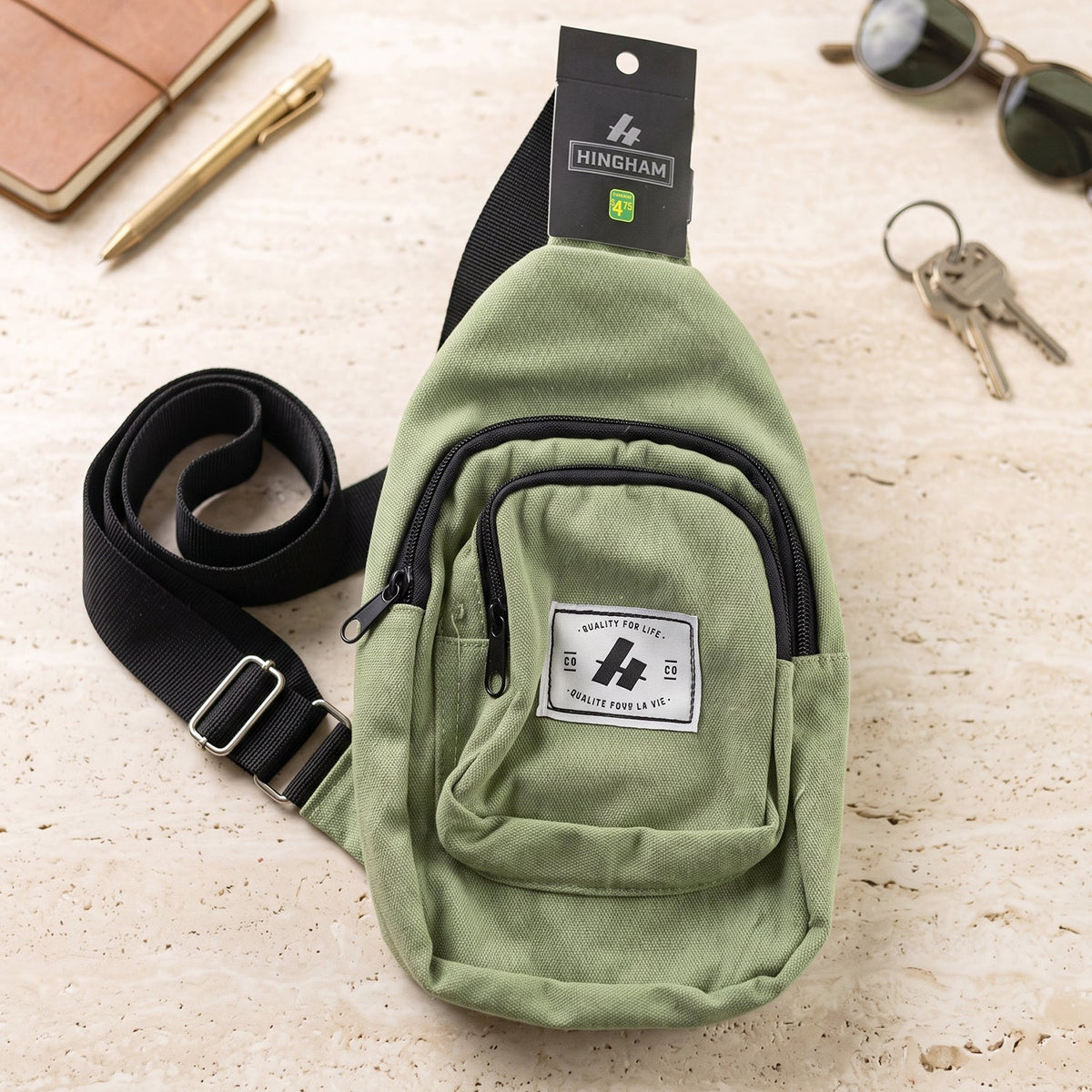 Durable canvas crossbody bag with zip pockets for everyday use