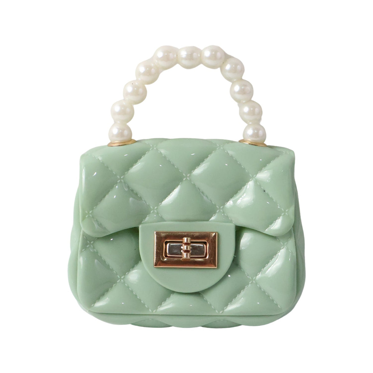 Fashionable quilted mini bag with unique pearl handle detail
