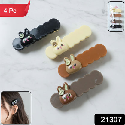 Bunny design snap clip hair accessory set for women