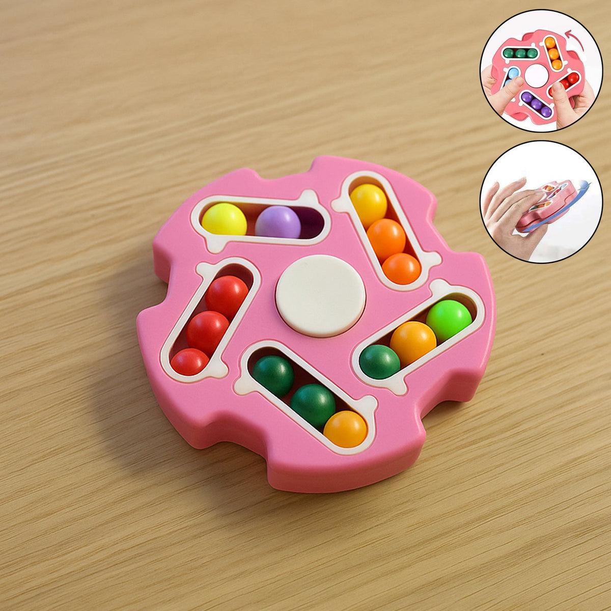 Fidget Magic Cube Spinner Toy showing the multi-track sliding bead puzzle for stress relief and focus.