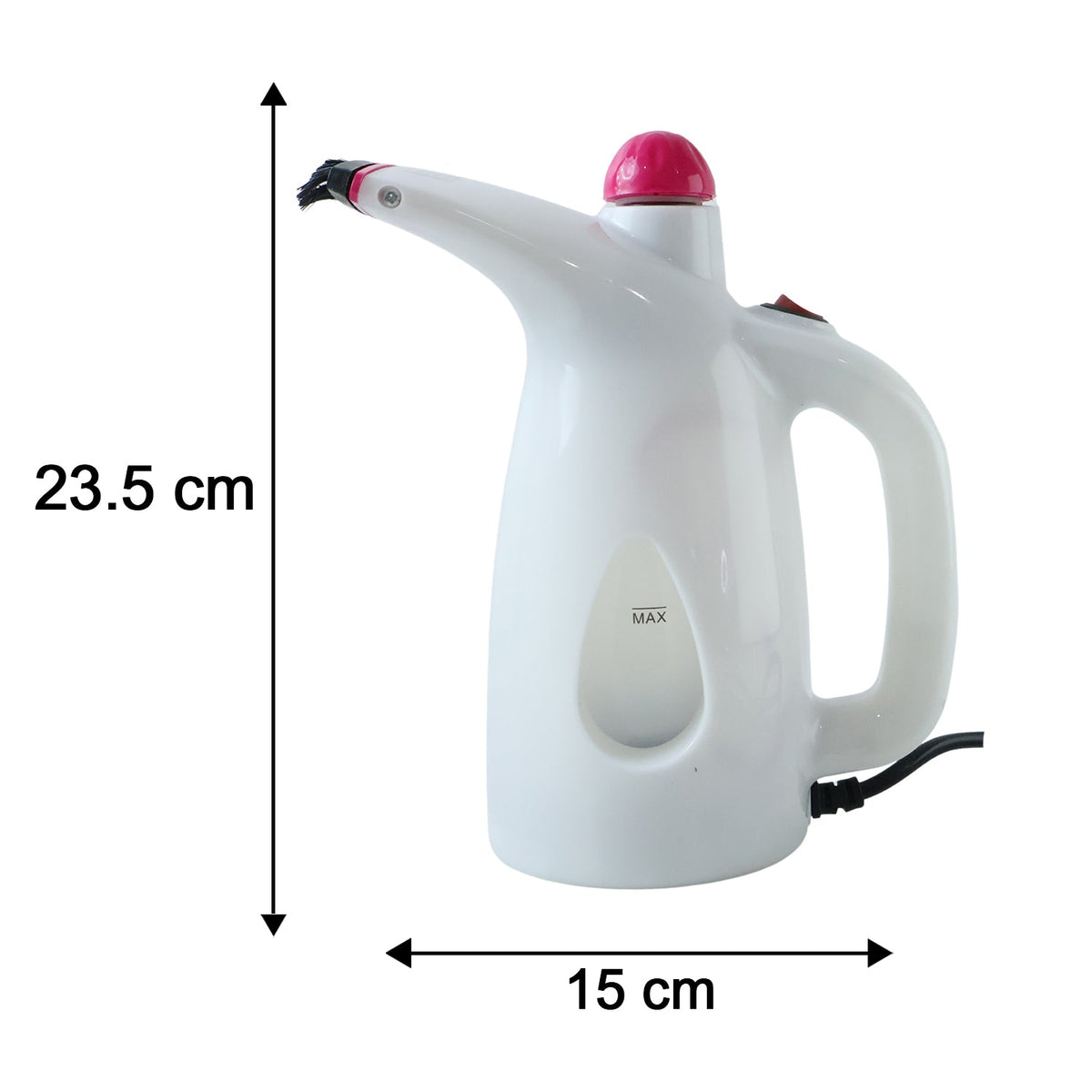 Size comparison of portable garment steamer with 200ML capacity