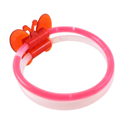 Party glow bracelet featuring butterfly accent lit up
