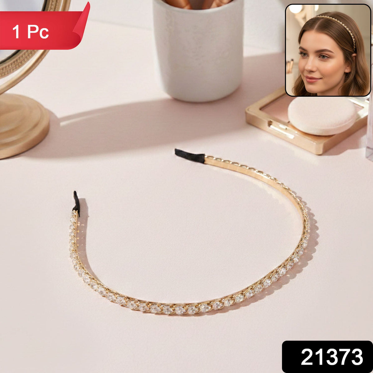 Rhinestone embellished metal headband accessory for women