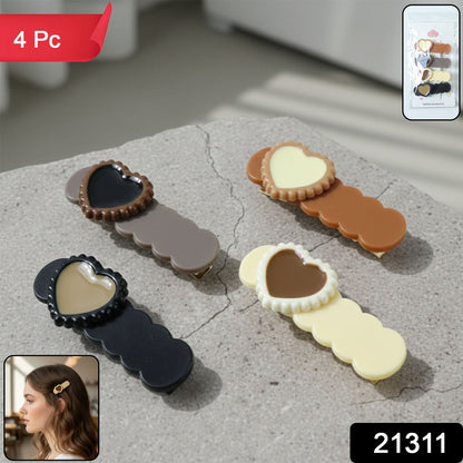 Heart design decorative hair clips set with snap clip mechanism